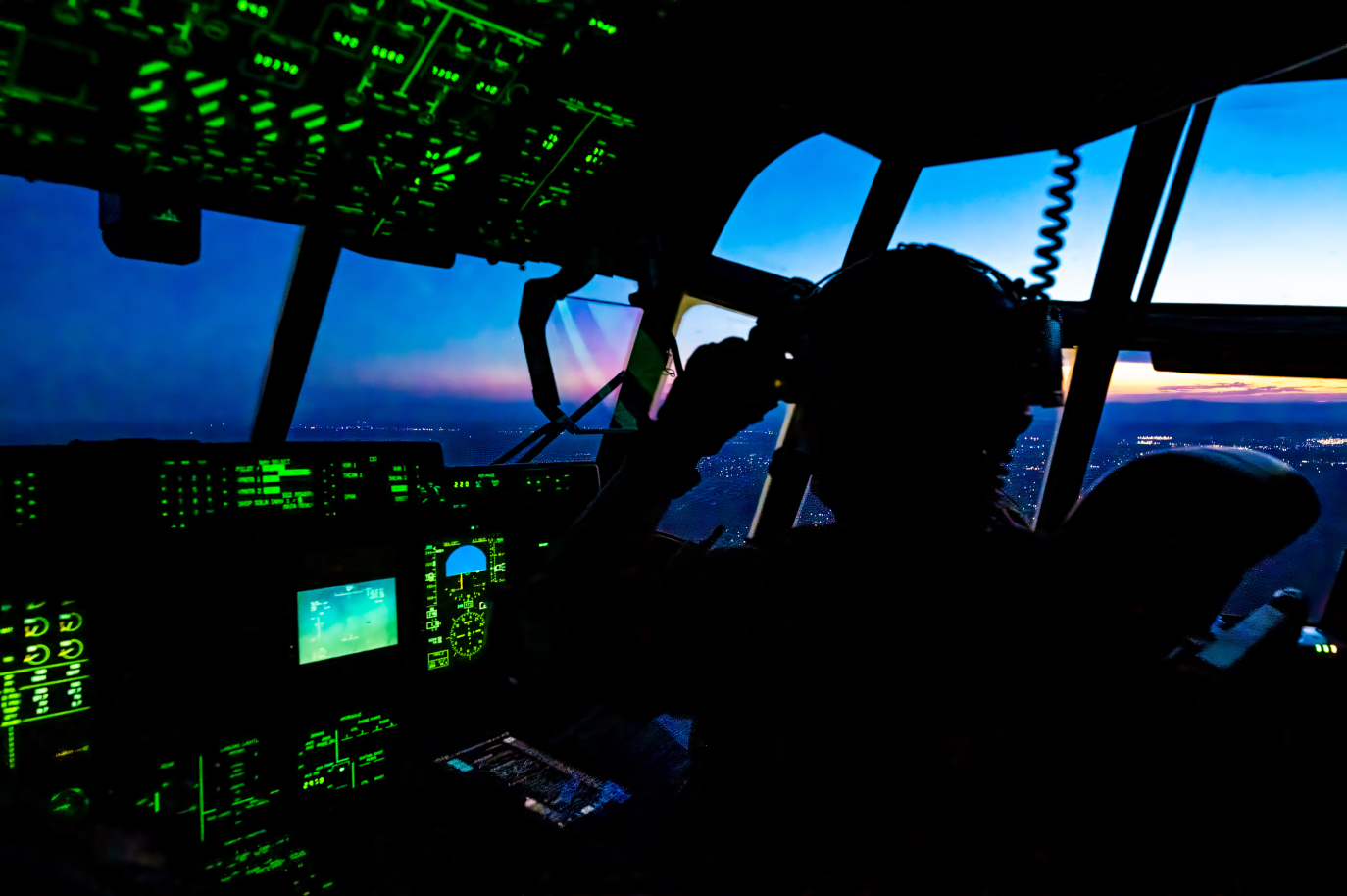 Pilot in a cockpit